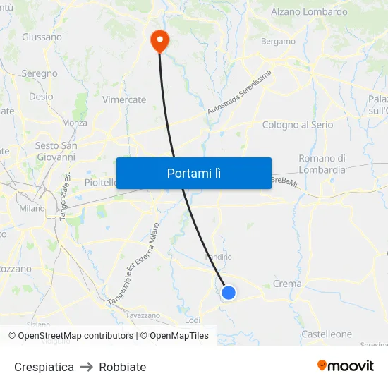 Crespiatica to Robbiate map
