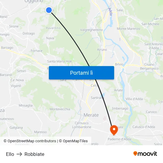 Ello to Robbiate map