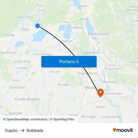 Eupilio to Robbiate map