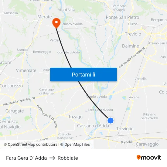 Fara Gera D' Adda to Robbiate map