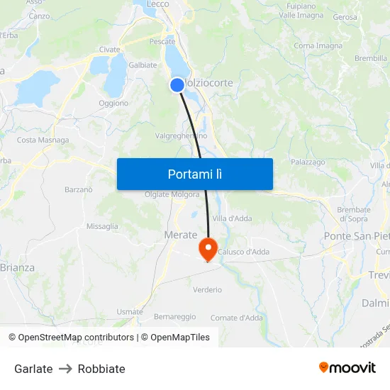 Garlate to Robbiate map