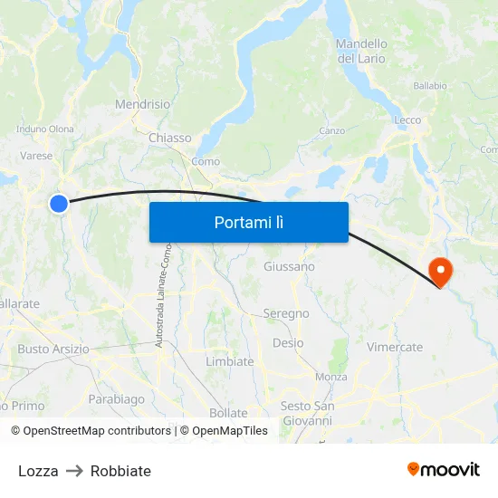Lozza to Robbiate map