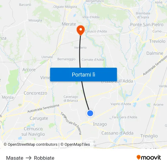 Masate to Robbiate map