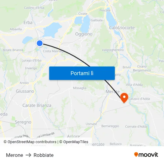 Merone to Robbiate map