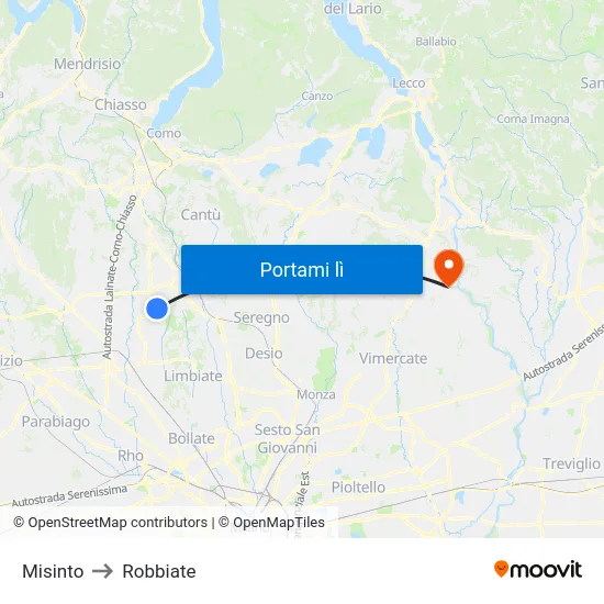 Misinto to Robbiate map