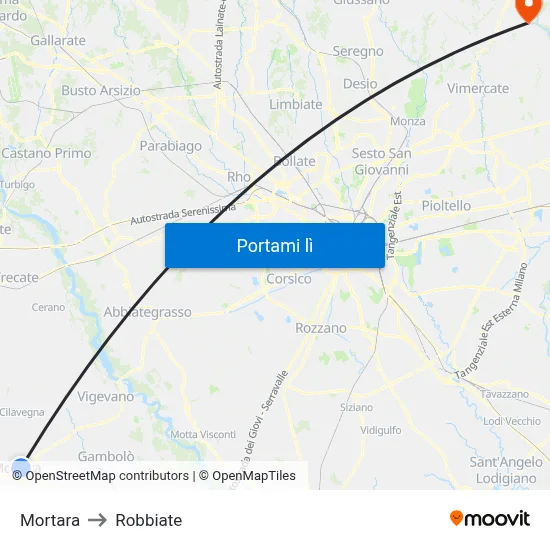 Mortara to Robbiate map