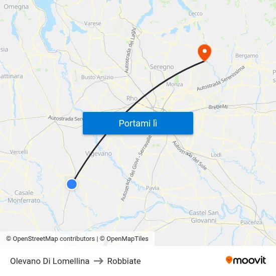 Olevano Di Lomellina to Robbiate map