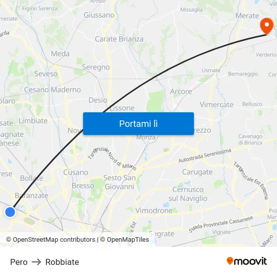 Pero to Robbiate map