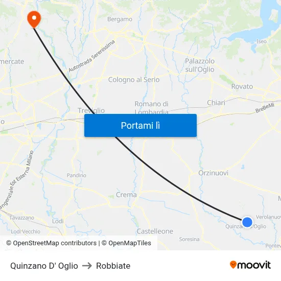 Quinzano D' Oglio to Robbiate map