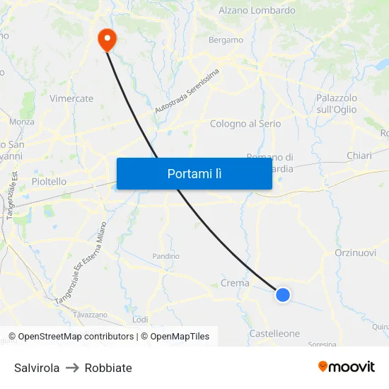 Salvirola to Robbiate map