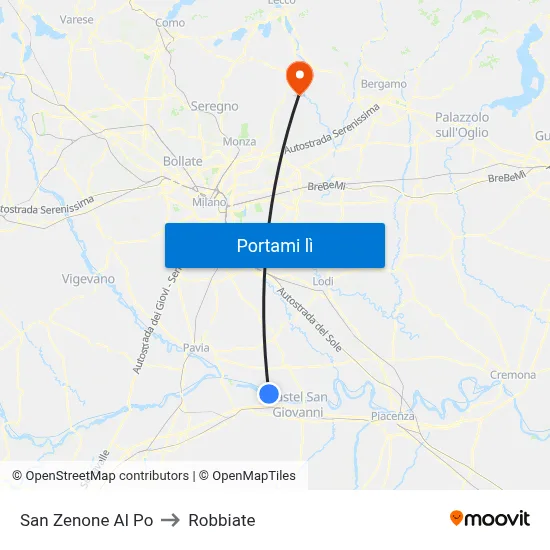 San Zenone Al Po to Robbiate map
