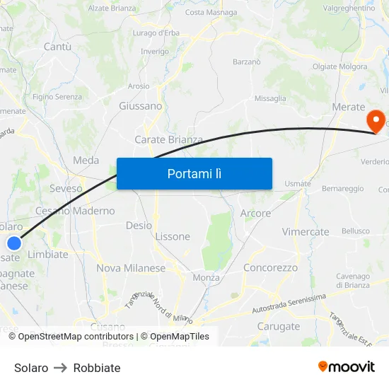Solaro to Robbiate map