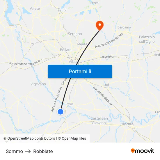 Sommo to Robbiate map