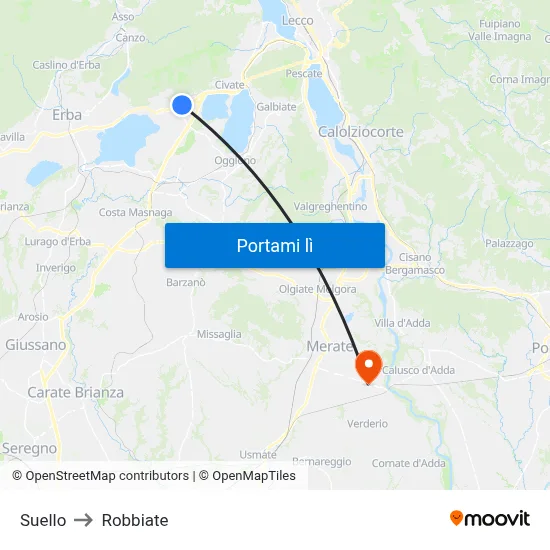Suello to Robbiate map