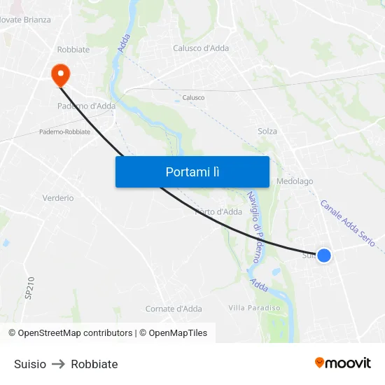 Suisio to Robbiate map