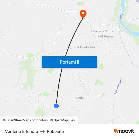 Verderio Inferiore to Robbiate map