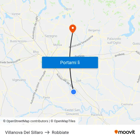 Villanova Del Sillaro to Robbiate map