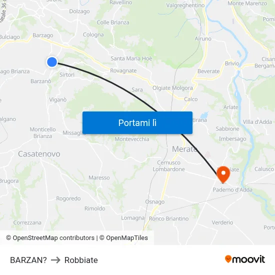 BARZAN? to Robbiate map