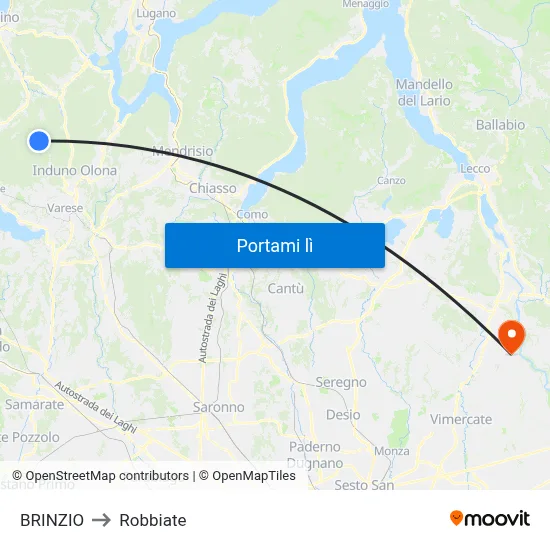 BRINZIO to Robbiate map