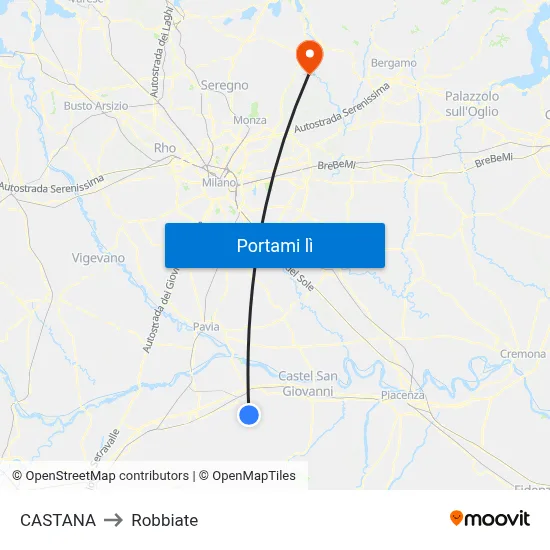 CASTANA to Robbiate map