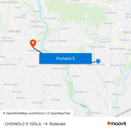CHIGNOLO D' ISOLA to Robbiate map