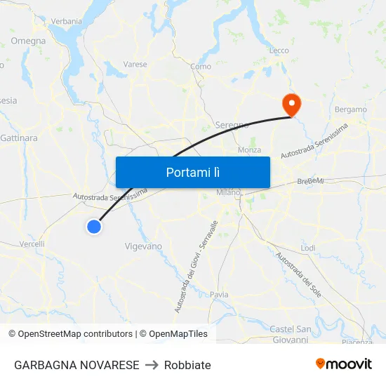GARBAGNA NOVARESE to Robbiate map