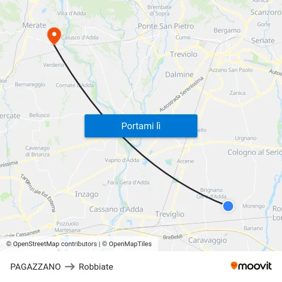 PAGAZZANO to Robbiate map