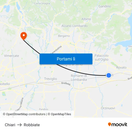 Chiari to Robbiate map