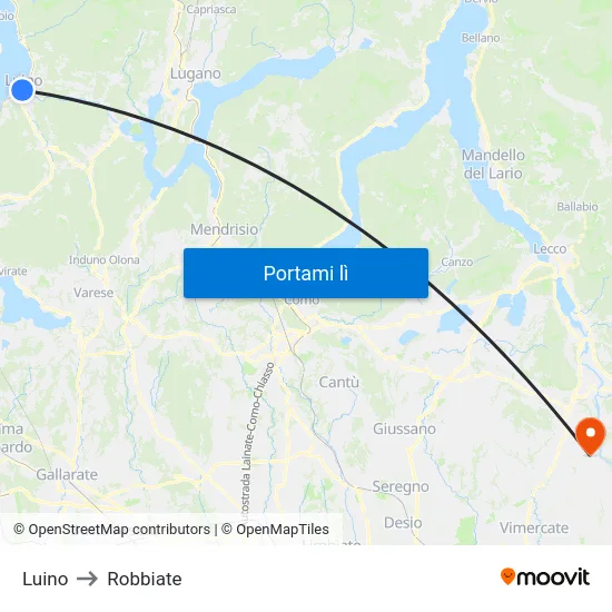 Luino to Robbiate map