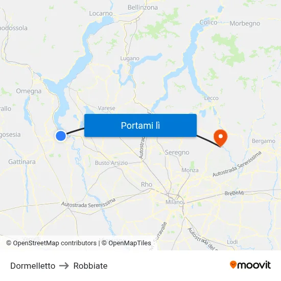 Dormelletto to Robbiate map