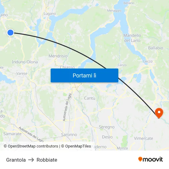 Grantola to Robbiate map