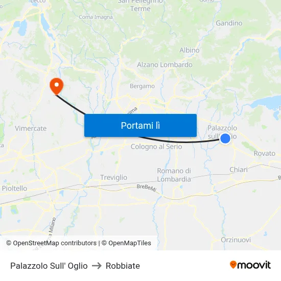 Palazzolo Sull' Oglio to Robbiate map