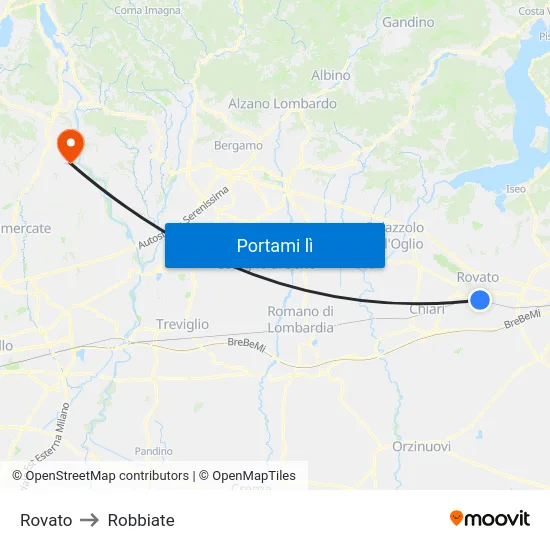 Rovato to Robbiate map