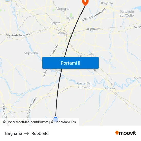 Bagnaria to Robbiate map