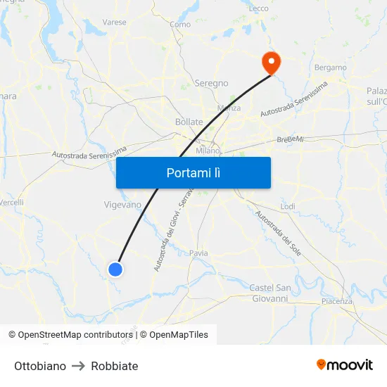 Ottobiano to Robbiate map