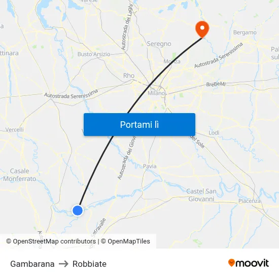 Gambarana to Robbiate map