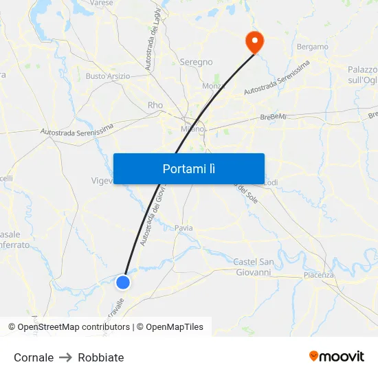 Cornale to Robbiate map