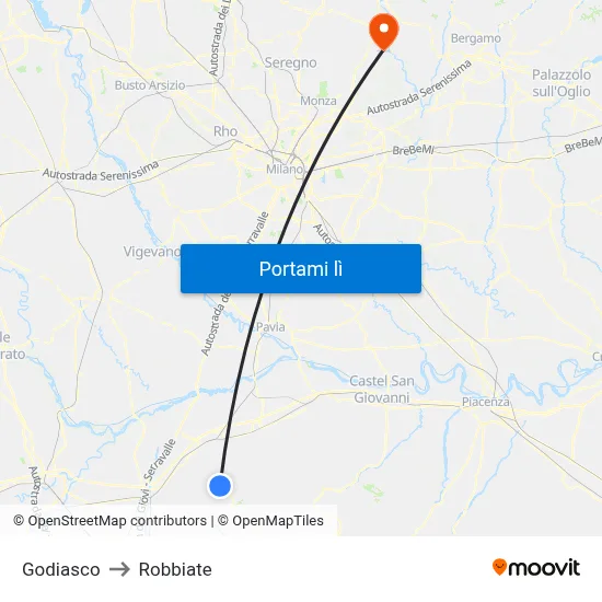 Godiasco to Robbiate map