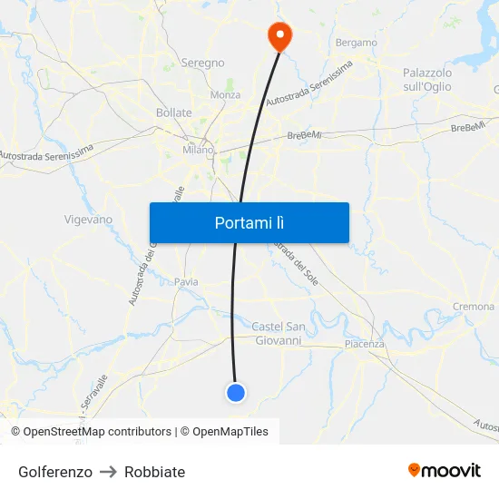 Golferenzo to Robbiate map