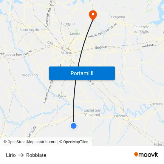 Lirio to Robbiate map