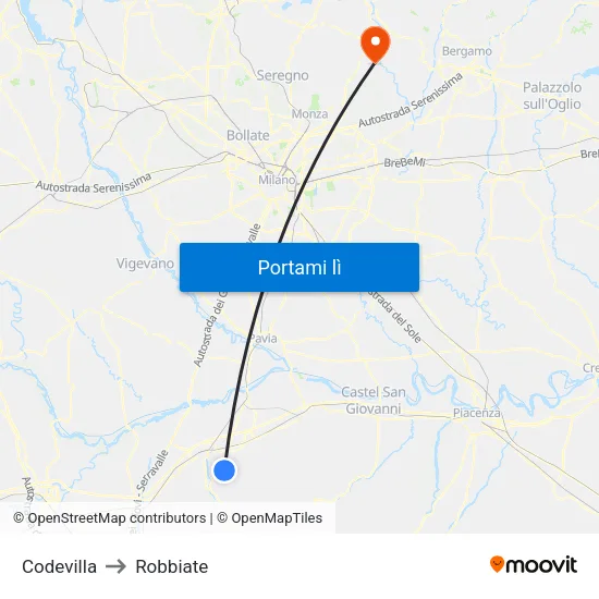 Codevilla to Robbiate map