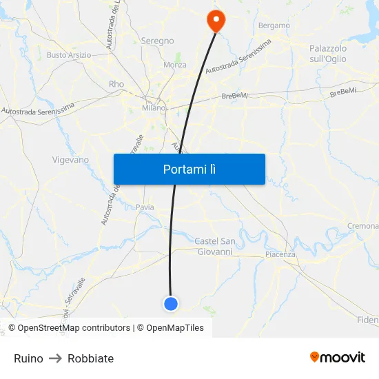 Ruino to Robbiate map