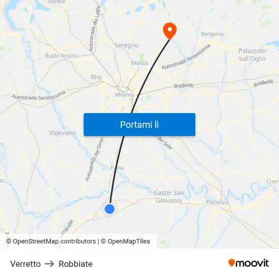 Verretto to Robbiate map