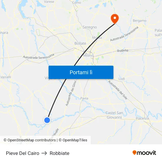 Pieve Del Cairo to Robbiate map