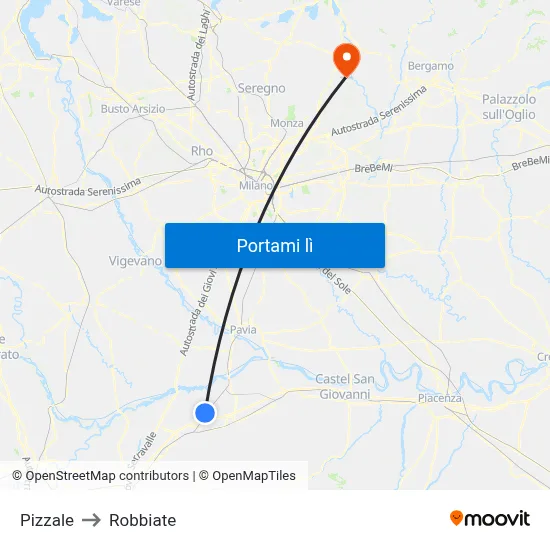 Pizzale to Robbiate map