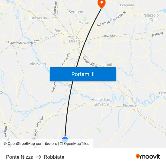 Ponte Nizza to Robbiate map