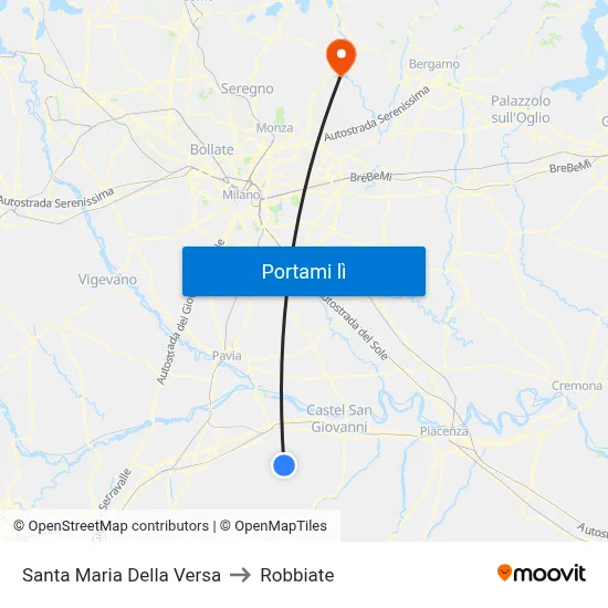 Santa Maria Della Versa to Robbiate map
