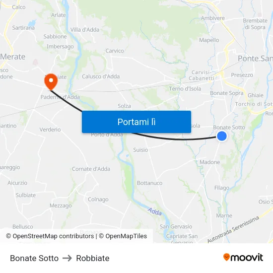 Bonate Sotto to Robbiate map
