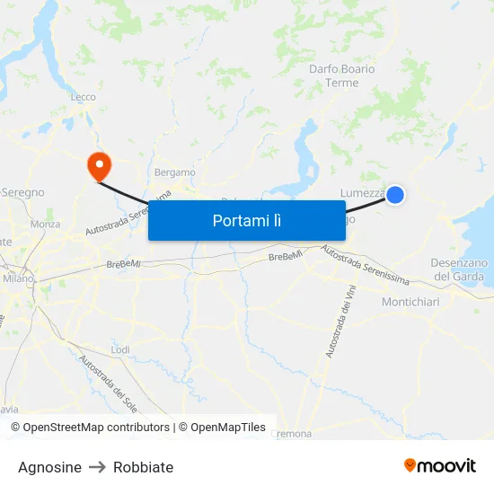 Agnosine to Robbiate map