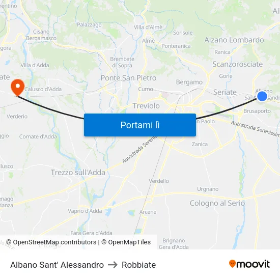 Albano Sant' Alessandro to Robbiate map